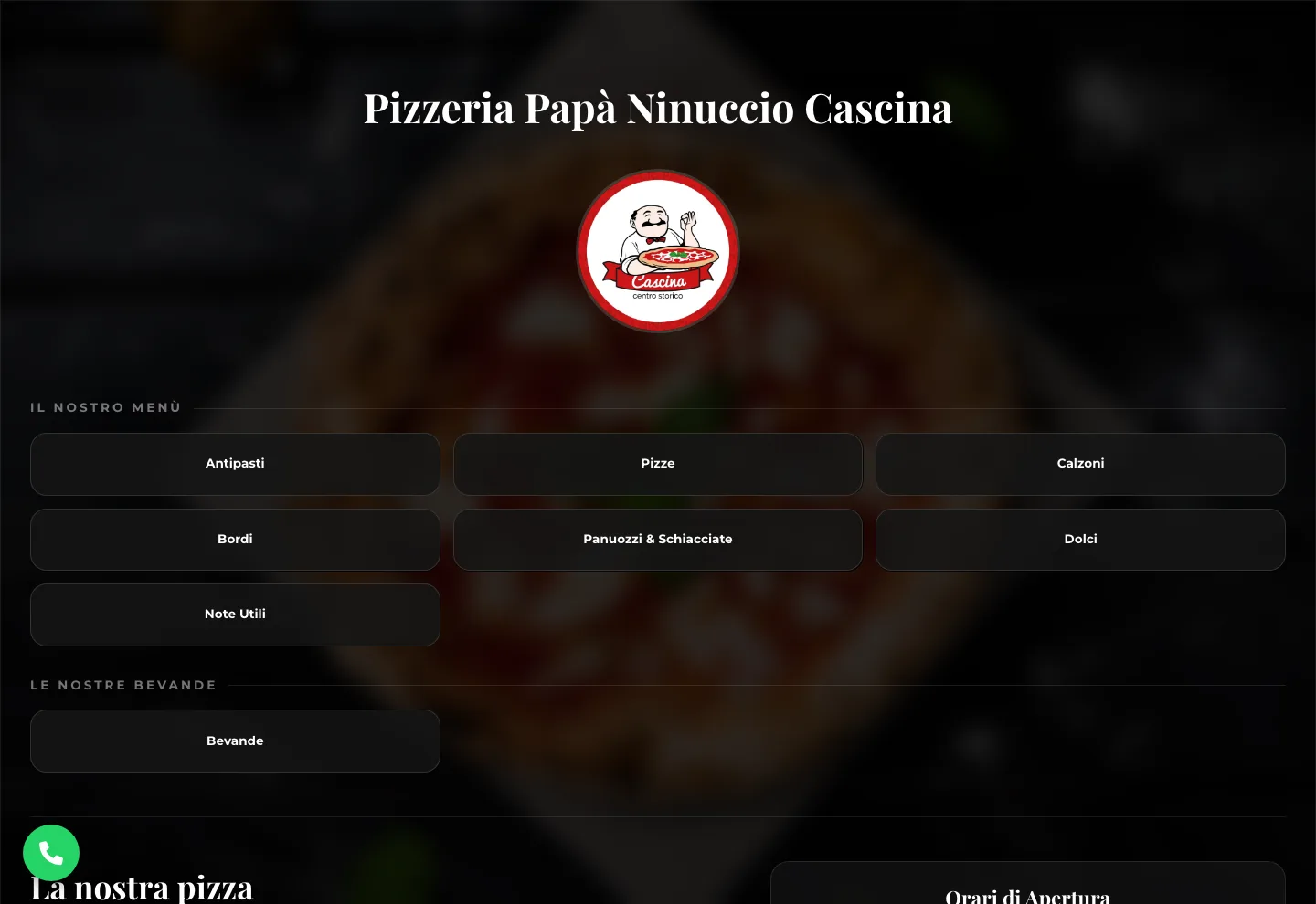 Screenshot desktop del sito Papa Ninuccio