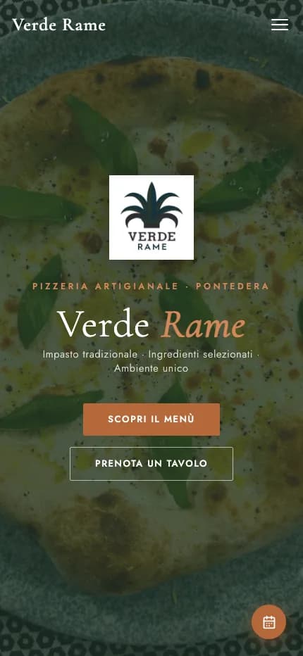 Screenshot smartphone del sito Verde Rame